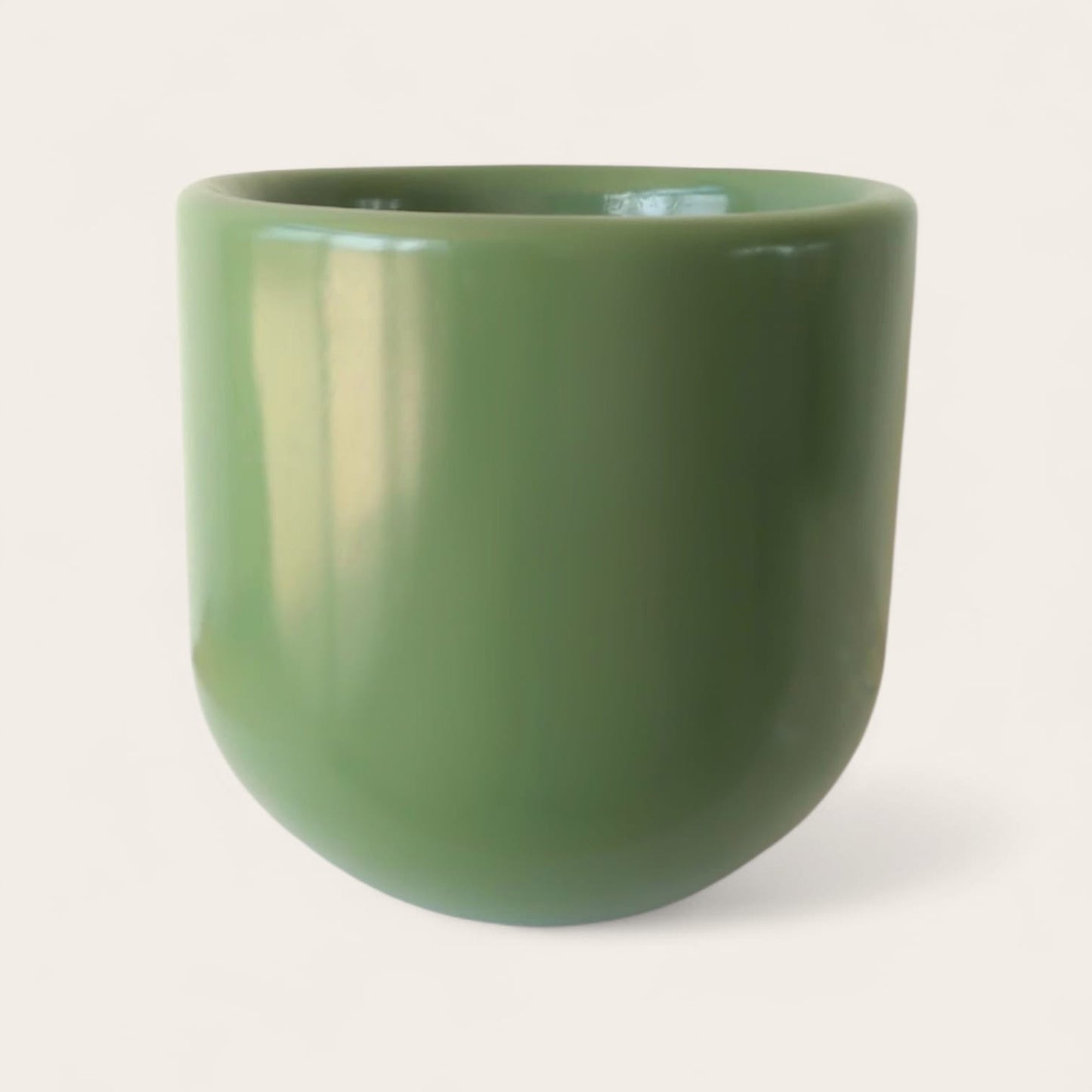 Earth Green fiberglass planter with smooth finish, available in 30cm, 40cm and 50cm sizes for indoor and outdoor plants