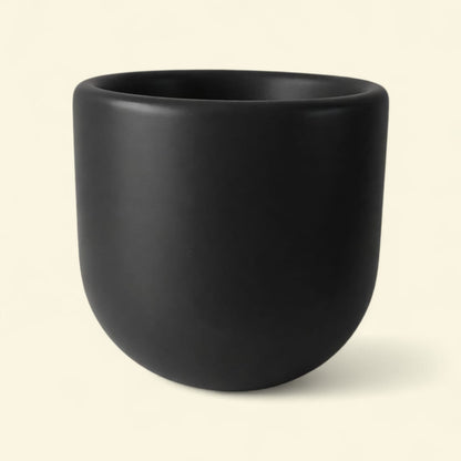 Black fiberglass plant pot with smooth finish, 30cm planter for indoor and outdoor plants
