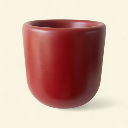 Burgundy fiberglass planter with smooth finish, available in 30cm, 40cm and 50cm sizes for indoor and outdoor plants
