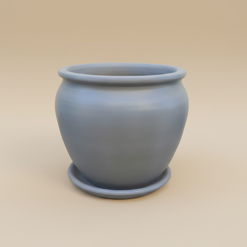 Grey vintage clay plant pot with saucer, 50cm, also available in multiple colors
