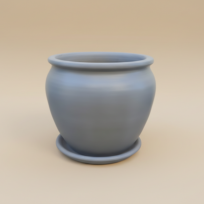 Grey vintage clay plant pot with saucer, 50cm, also available in multiple colors
