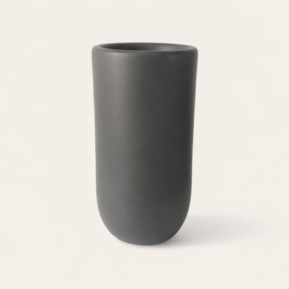 Grey fiberglass planter with smooth finish, tall 70cm planter with 40cm diameter suitable for indoor and outdoor plants
