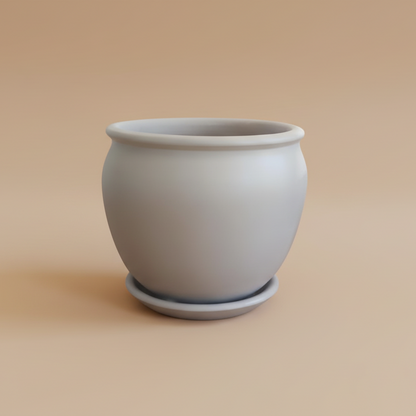 Light grey vintage clay plant pot with saucer, 50cm, also available in multiple colors
