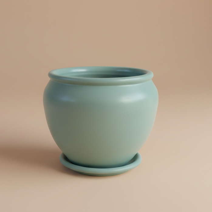 Sky blue vintage clay plant pot with saucer, 50cm, also available in multiple colors
