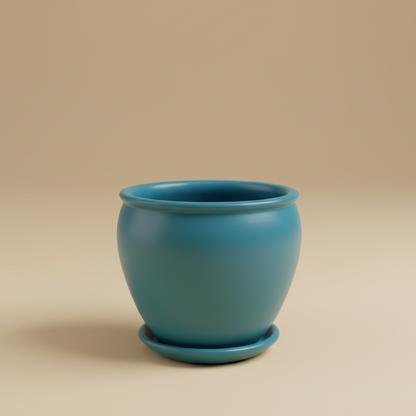 Teal vintage clay plant pot with saucer, 50cm, also available in multiple colors