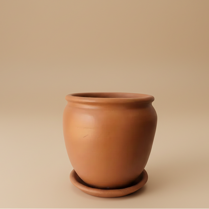 Terracotta vintage clay plant pot with saucer, 50cm, also available in multiple colors